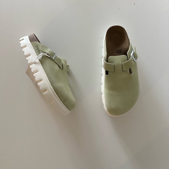 Birkenstock Shoes - NEW Birkenstock Papillio Chunky Platform Boston Suede Clog Green 40 9-9.5